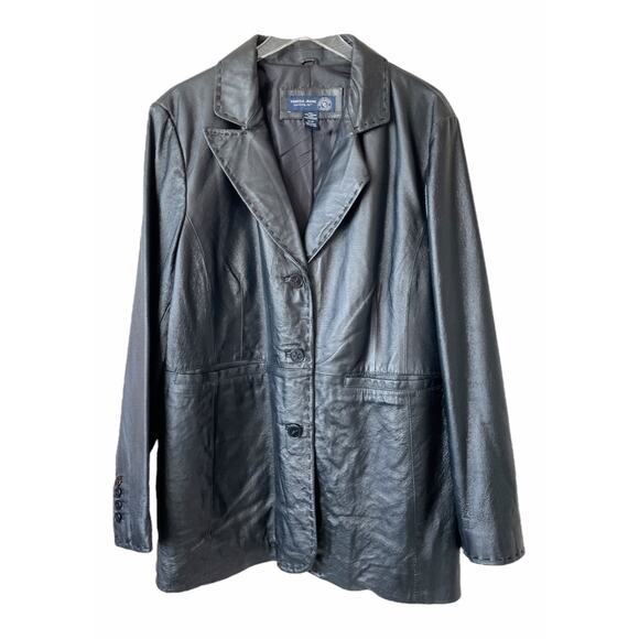 Venezia Jeans Jackets & Blazers - Venezia Genuine Leather Blazer Jacket Black Plus Size 18/20 Classic Tailored